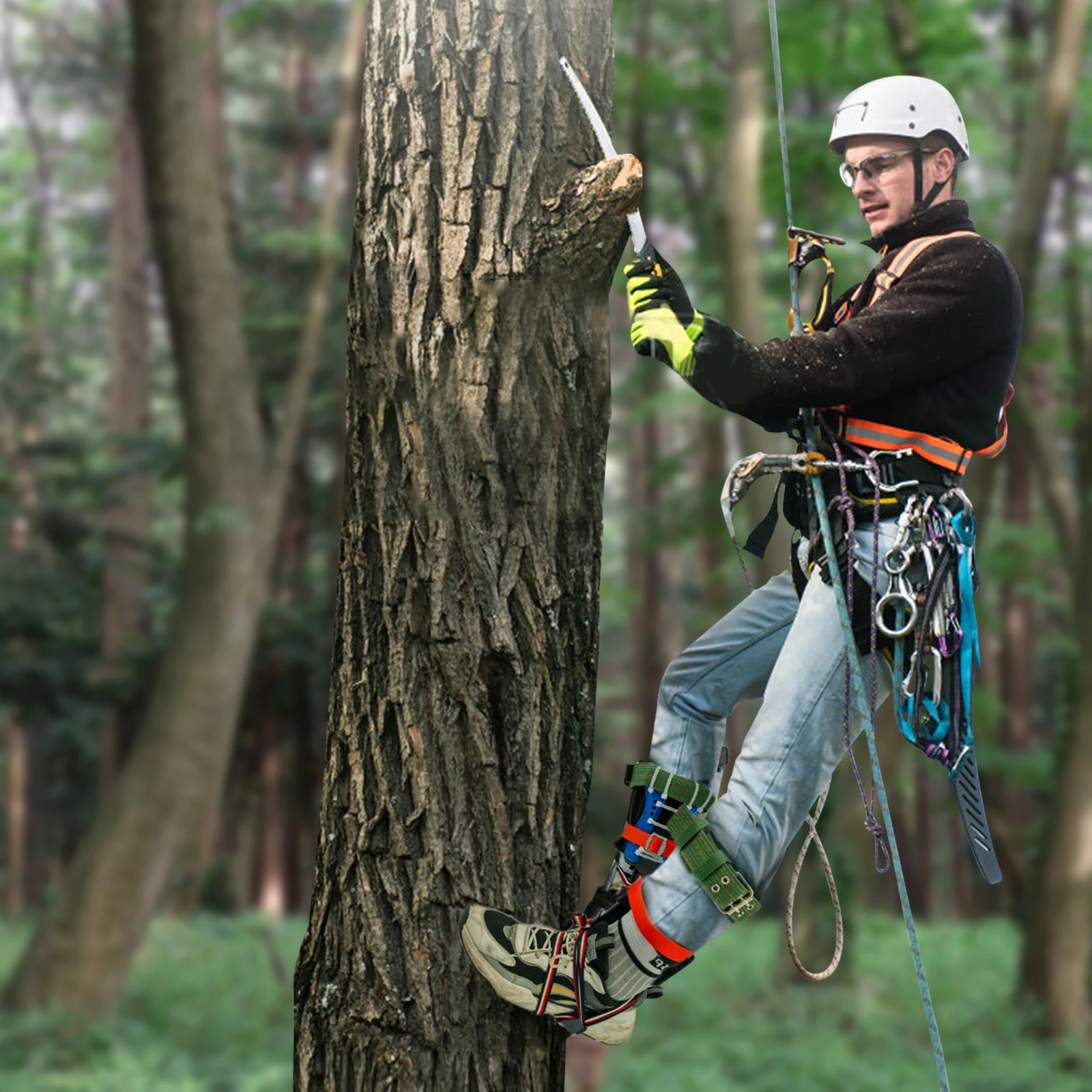 1 مجموعة شجرة تسلق المسامير مجموعة المحمولة في الهواء الطلق شجرة العمل تسلق أداة ث/حزام الأمان لتسلق تسجيل الصيد 100 كجم #3