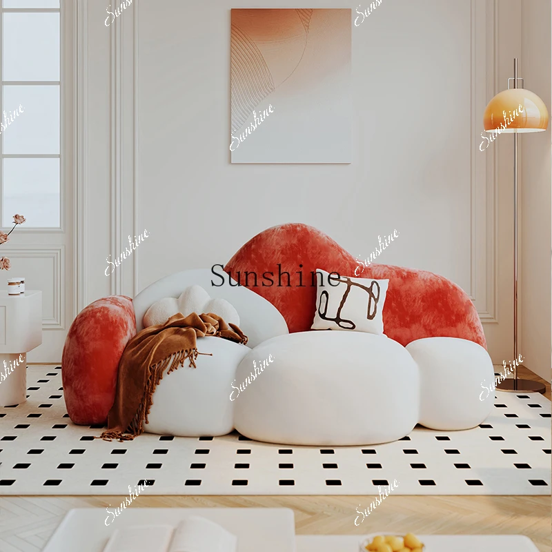 Special-shaped fabric cream style living room bedroom small apartment home design cloud sofa  FT