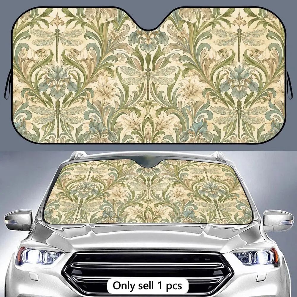 Dragonfly Boho Sun Visor Reusable Double-Sided Windshield Sun Visor UV Block Portable Heat Shield Cover