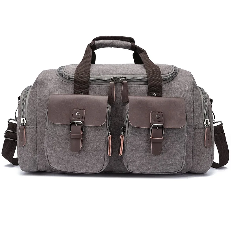 Retro Duffel bag travel waterproof single-shoulder crossbody handbag large capacity wear-resistant microfiber canvas travel bag