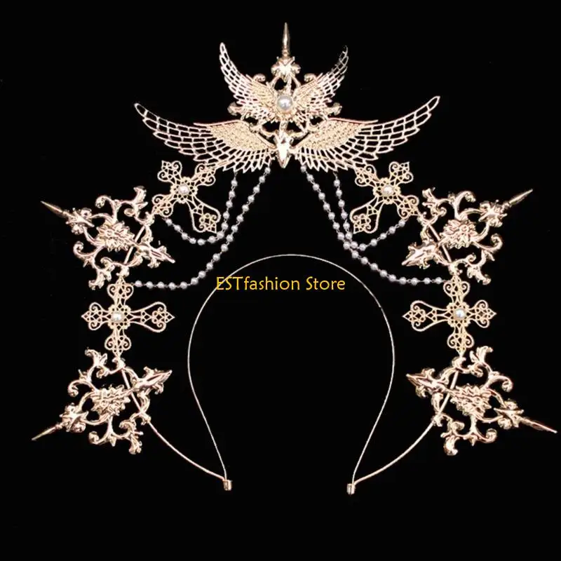 

Y5GC повязка на голову с крыльями ангела для косплея для подростков, реквизит для вечеринки на Хэллоуин