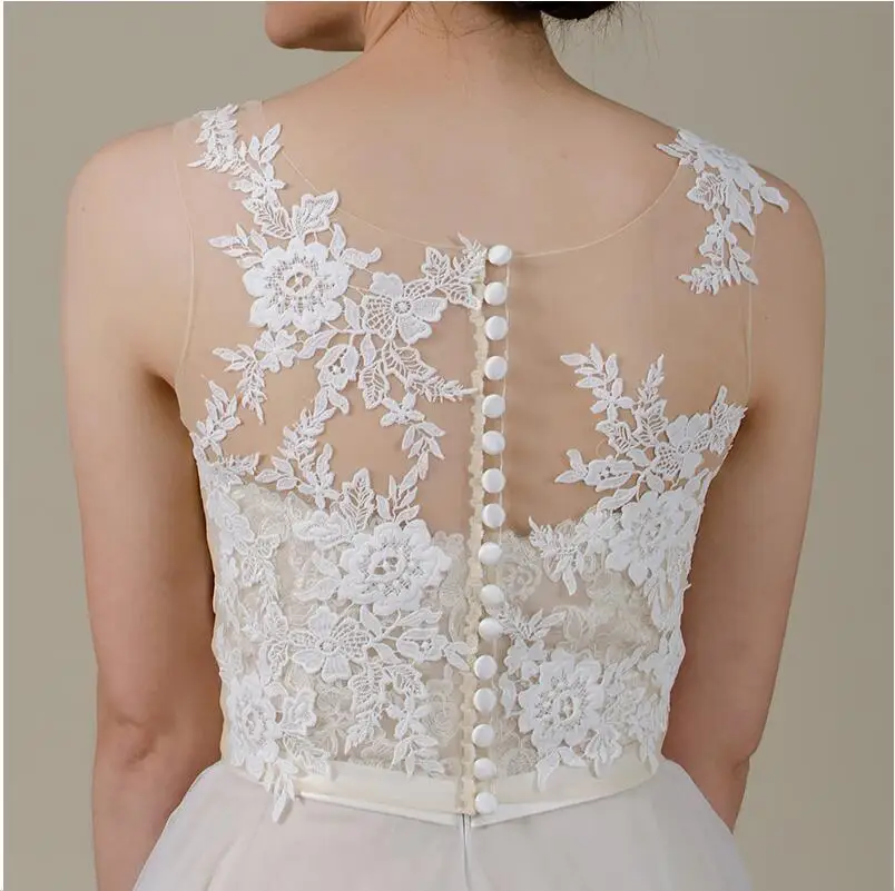 Lace Appliques Wedding Shawl Bolero Wedding Jacket Bridal Sleeveless White Ivory Top Coat