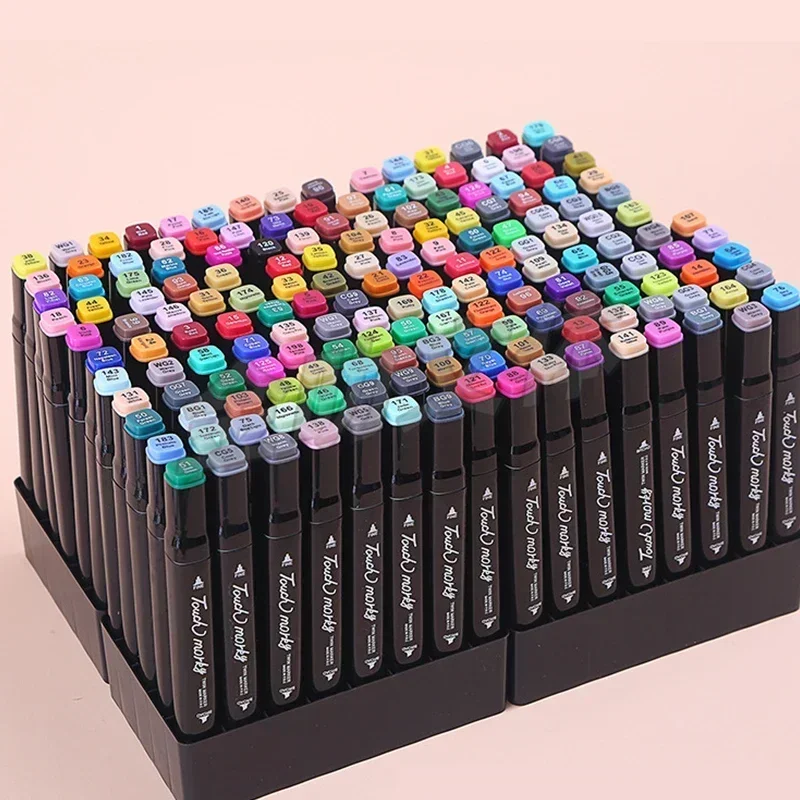 168 Color Marker Pen set Sketch Graffiti Double Head Marker Pen Comic Art Painting Watercolor Korean Stationery