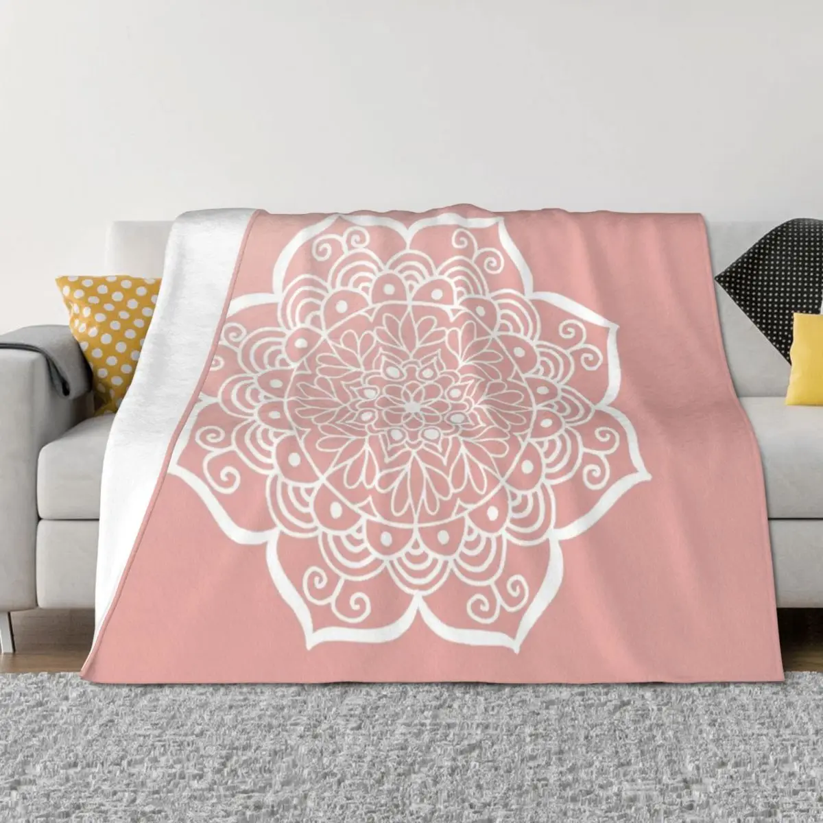 

Pink Flower Mandala Throw Blanket Bed Soft Beds Hair Summer Blankets