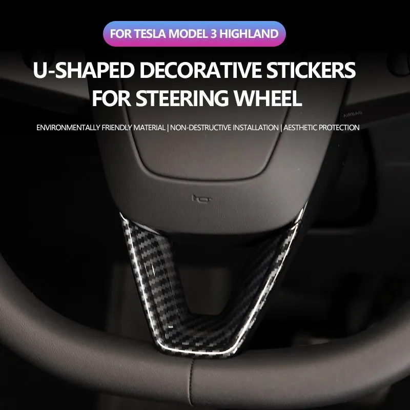 ABS modello in fibra di carbonio coprivolante Trim coprivolante Trim accessorio interno per Tesla Model 3 Highland 2024