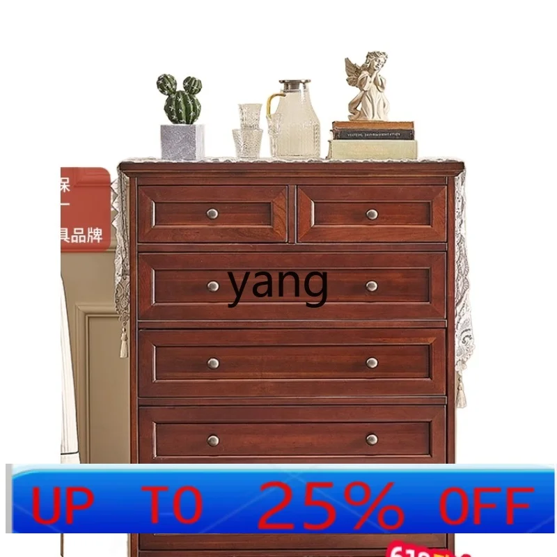 

LH American retro all solid wood bedroom storage chest drawer living room five bucket storage cabinet