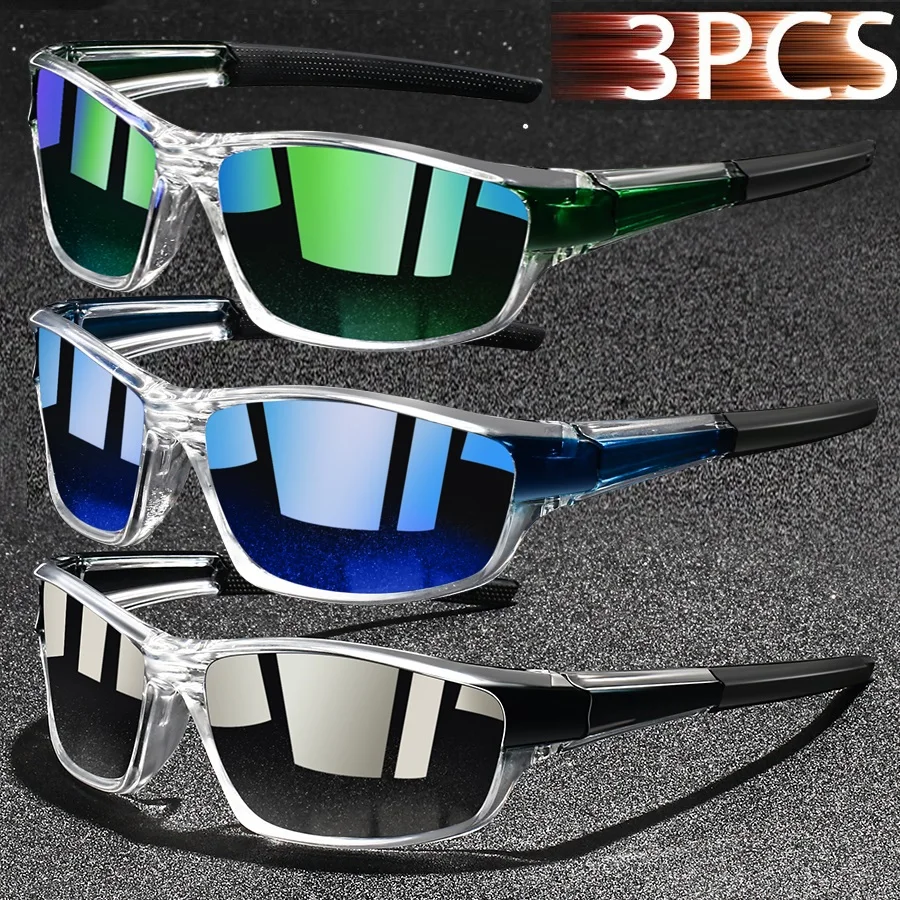 3Pieces Fashion Vintage Fishing Cycling Sports Sunglasses Men Women Running Mountaineering Sport Man Sun Glasses UV400 Eyewear