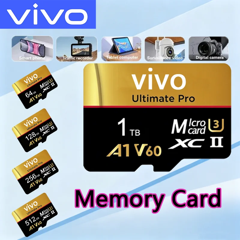 VIVO 1TB Memory Card Stable Performance for Camera Surveillance Devices High Speed Micro TF SD Memory Card 512GB 256GB 128GB A1