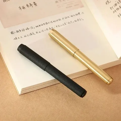 Moonman Hybrid Full Copper Fountain Pen Iridium Gold EF/F/Bent 0.38/0.5 Mm Curved Nib Art Stationery Calligraphy Writing Pens