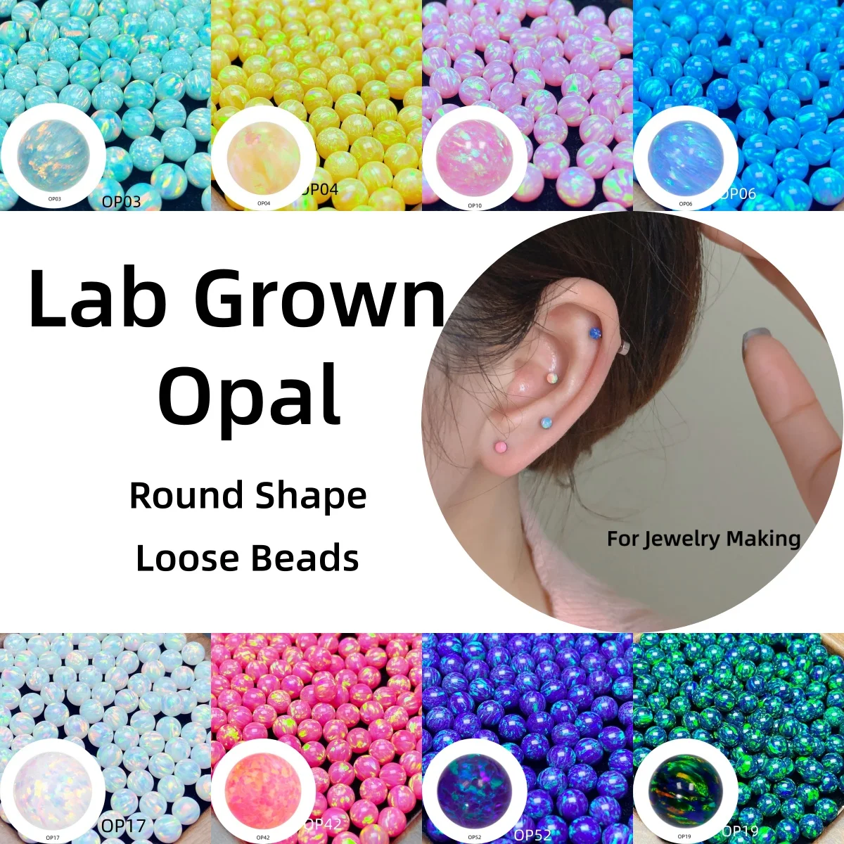Lab Grown Opal Loose Beads Round Synthetic Created Gemstones Stone Multicolor Opals For Earrings Jewelry Making