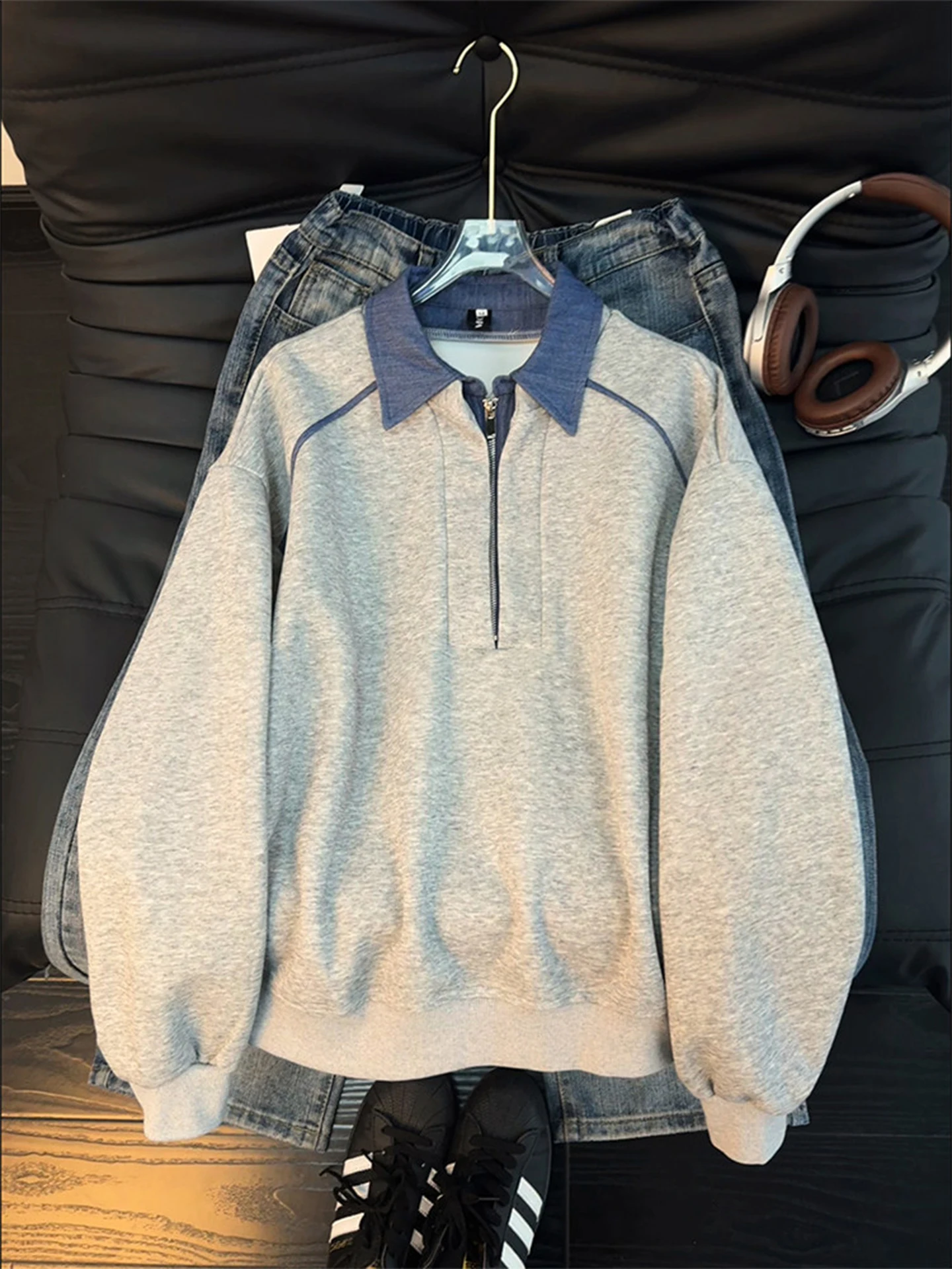 

Мужская толстовка с капюшоном на молнии, весенне-осенняя, в американском стиле, многослойная, с длинным рукавом, повседневная одежда