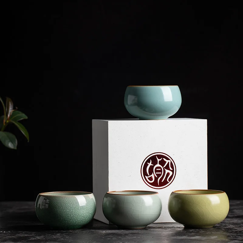 Ru Ware Single Cup Pressure Bottle Household Set Zen Japanese Hand Gift Gracked Glaze Wholesale