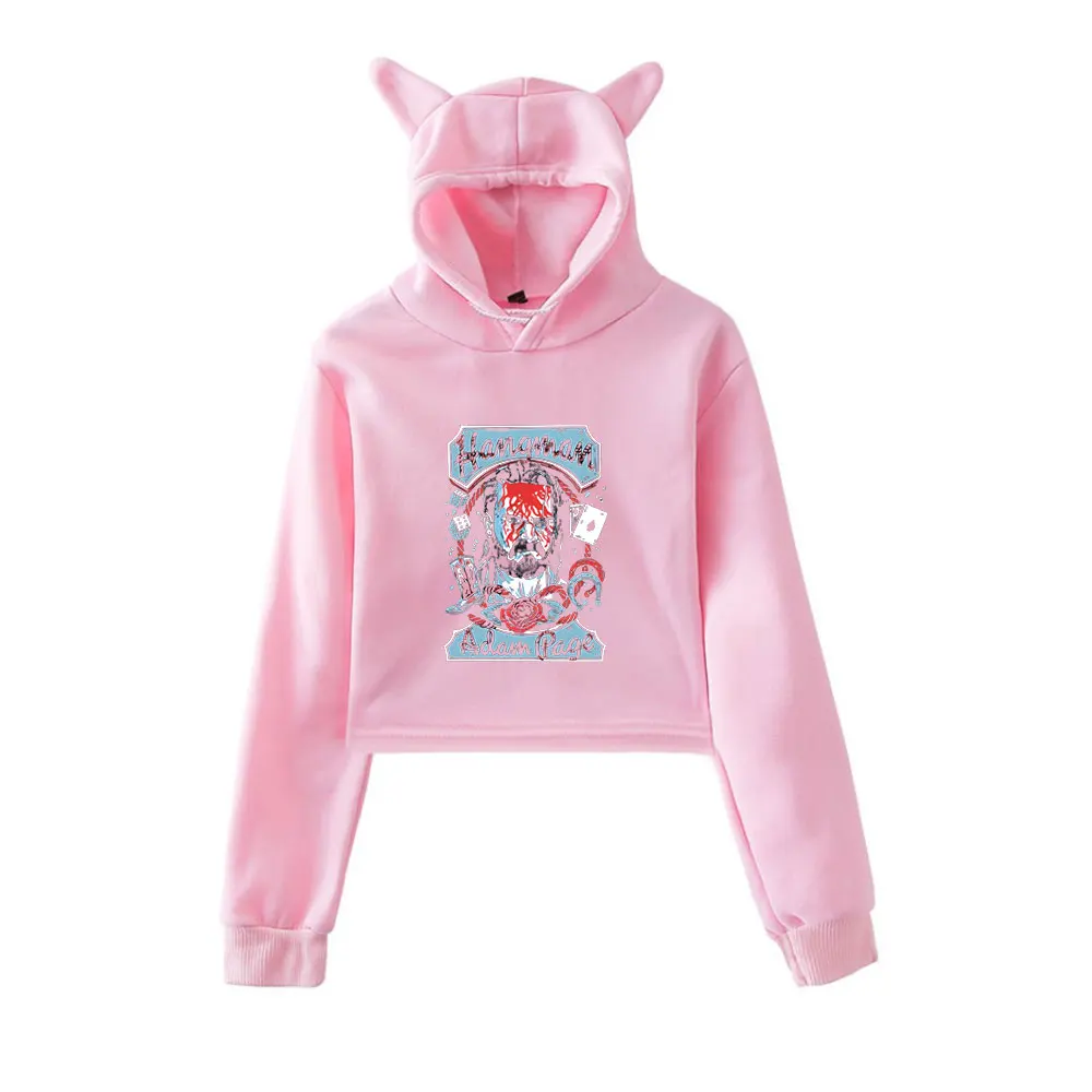 

Hangman Page Merch винтажная уличная одежда 90-х годов с логотипом толстовки с капюшоном для девочек укороченный модный спортивный пуловер с кошачьими ушками