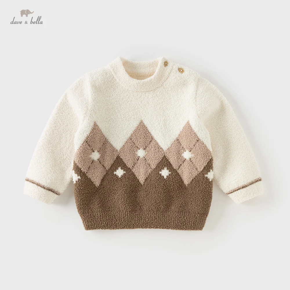 

Вязаный свитер Dave Bella для мальчиков, осенне-зимний детский теплый мягкий пуловер, модный топ для малышей, верхняя одежда, детская одежда DB4253741