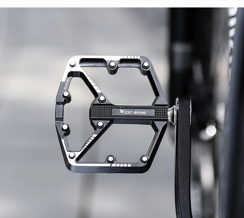 WEST BIKING 3-Lager Fahrradpedale aus Aluminiumlegierung für MTB, Mountainbike, Rennrad und BMX - Rutschfeste Flachpedale als Fahrradzubehör – Detail 10