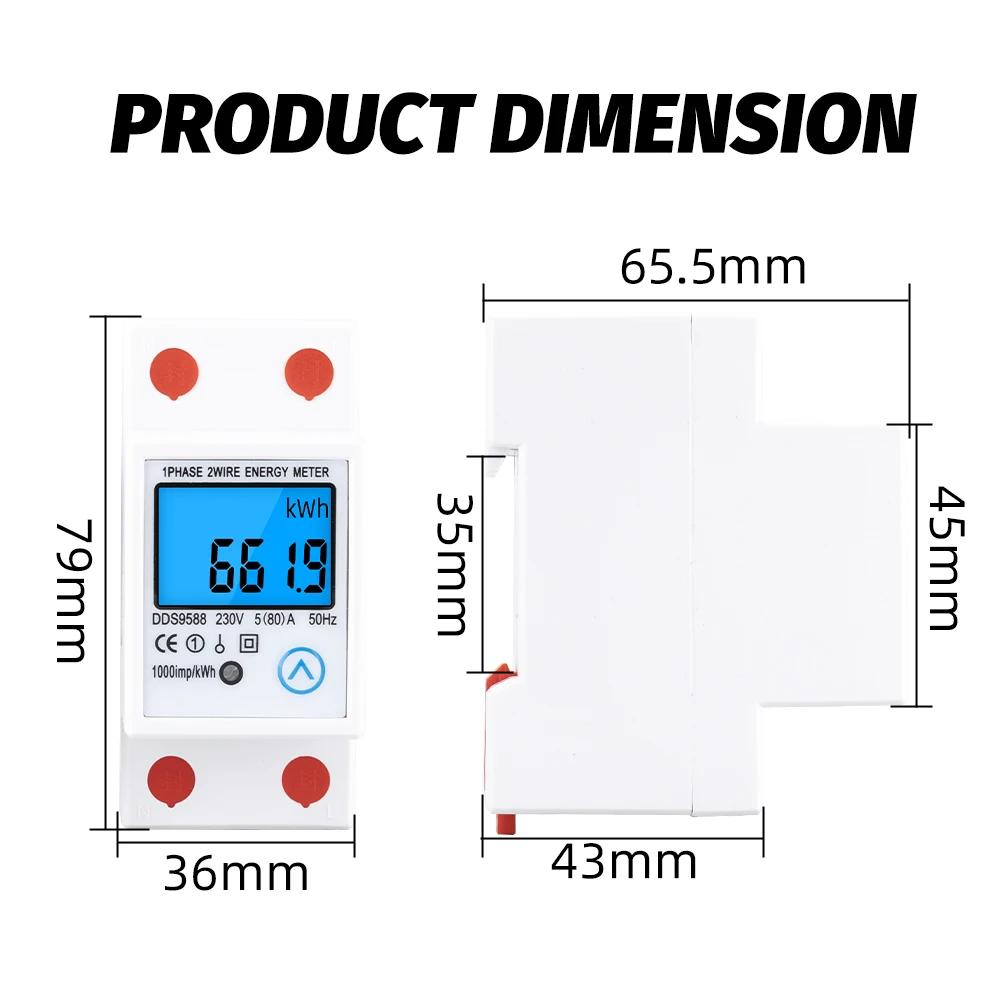 AC 80A 230V nuovo misuratore di kWh digitale monofase su guida Din contatore di consumo energetico wattmetro Reset elettronico Zero