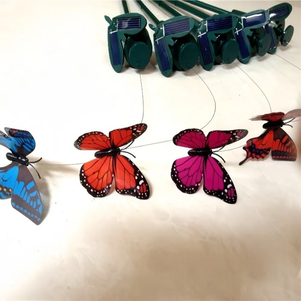 Brinquedo Solar Vibratório para Pássaros com Design de Movimento Oscilante, à Prova d'Água, Alimentado por Energia Solar, Borboleta Voadora com Suporte para Montagem