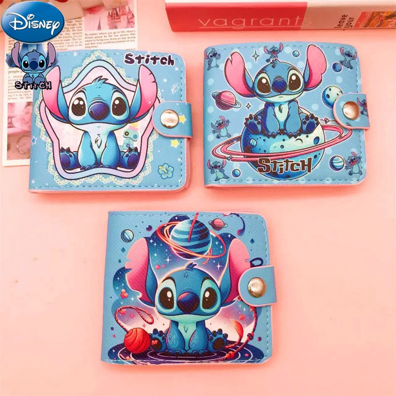 Disney Accessories Stitch Bag Lilo Stitch Wallet with Buttons Handbag Pu Casual Money Bag Coin Purse Card Package Girl Gift Kids