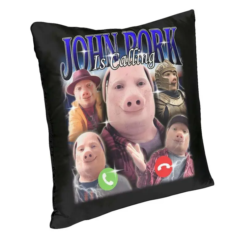 John Pork Is Calling Funny Meme Square Pillow Cover Home Decorative Cushion Cover Throw Pillow Living Room Double-sided Printing