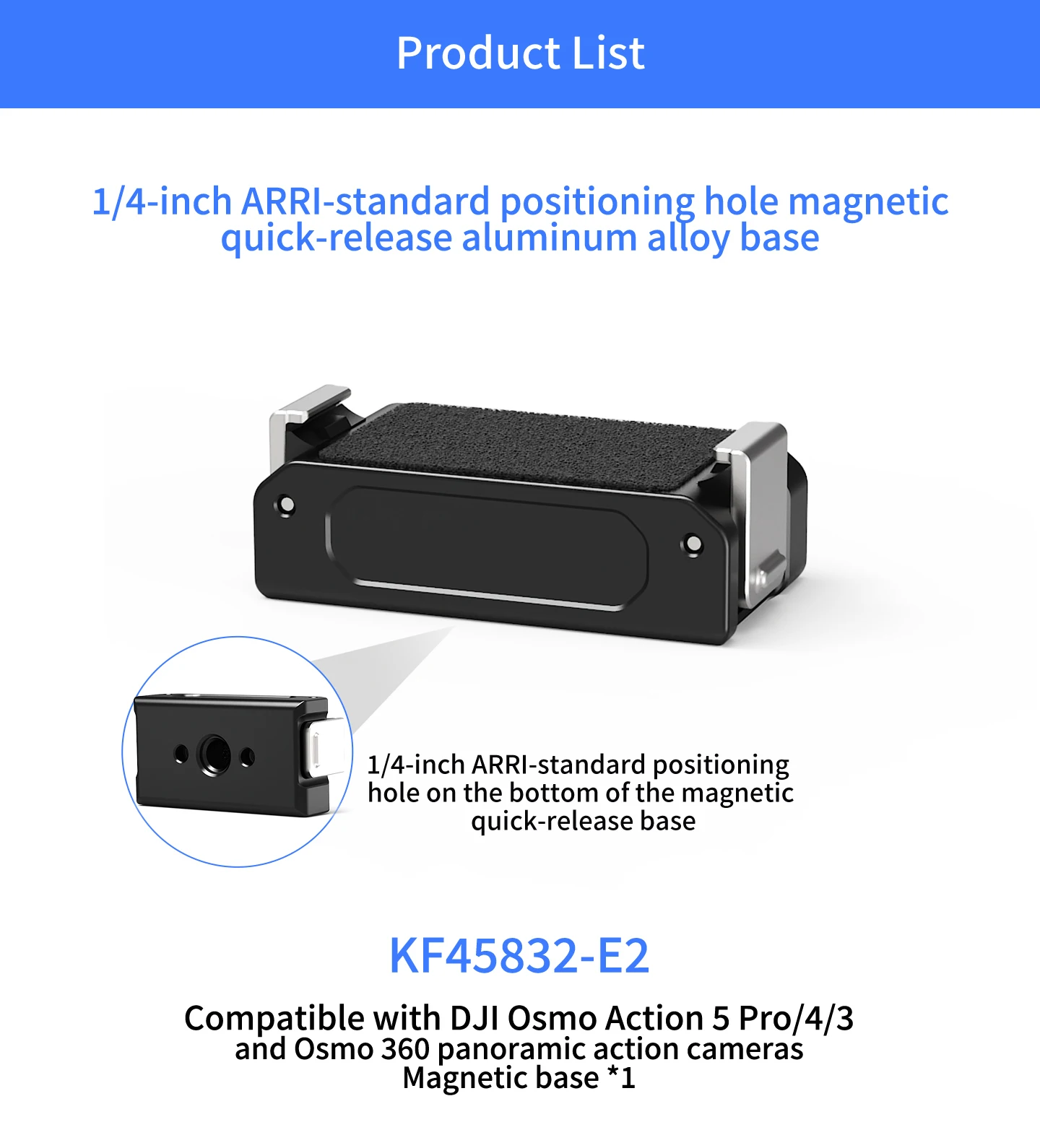 Magnetische Schnellwechselhalterung für DJI Osmo Action 5 Pro 4 3 360 Kamera 1/4 ARRI Schraubbasis Doppelklauen-Halterung 360-Grad-Rotationsadapter – Detail 14