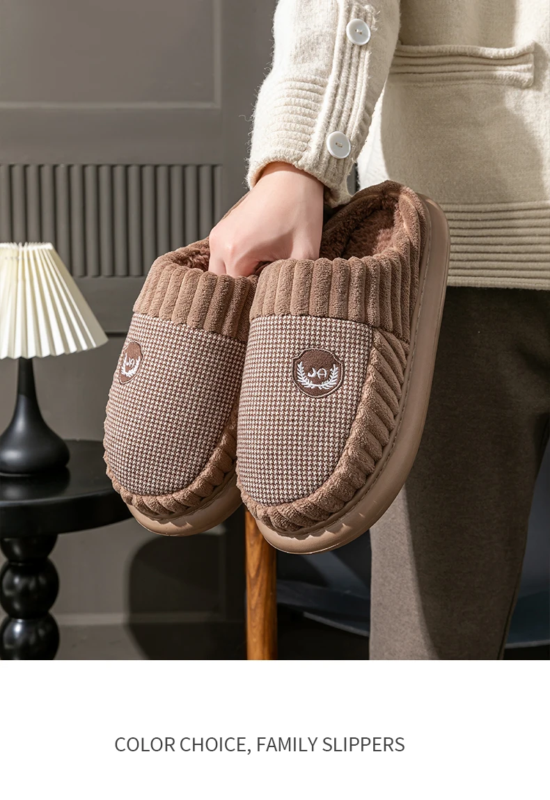 Herren-Plüsch-Fleece-Hausschuhe für den Winter, dicke EVA-Sohle mit bequemem Fußbett, weiche Hausschuhe für drinnen und draußen – Detail 14