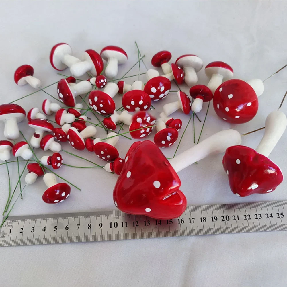 33Pcs Simulation Foam Small Mushroom Forest Plant Mini Color Mushroom Micro Landscape Potted Bonsai Accessories Ornaments