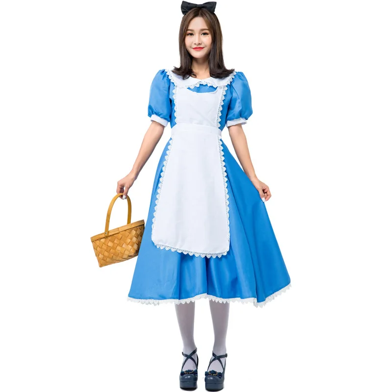 Halloween Fem Alice Anime Rollenspiel Dienstmädchen Kostüm Dr. Schürze Cosplay orm Ethnisches Bühnenkostüm Damen Faion