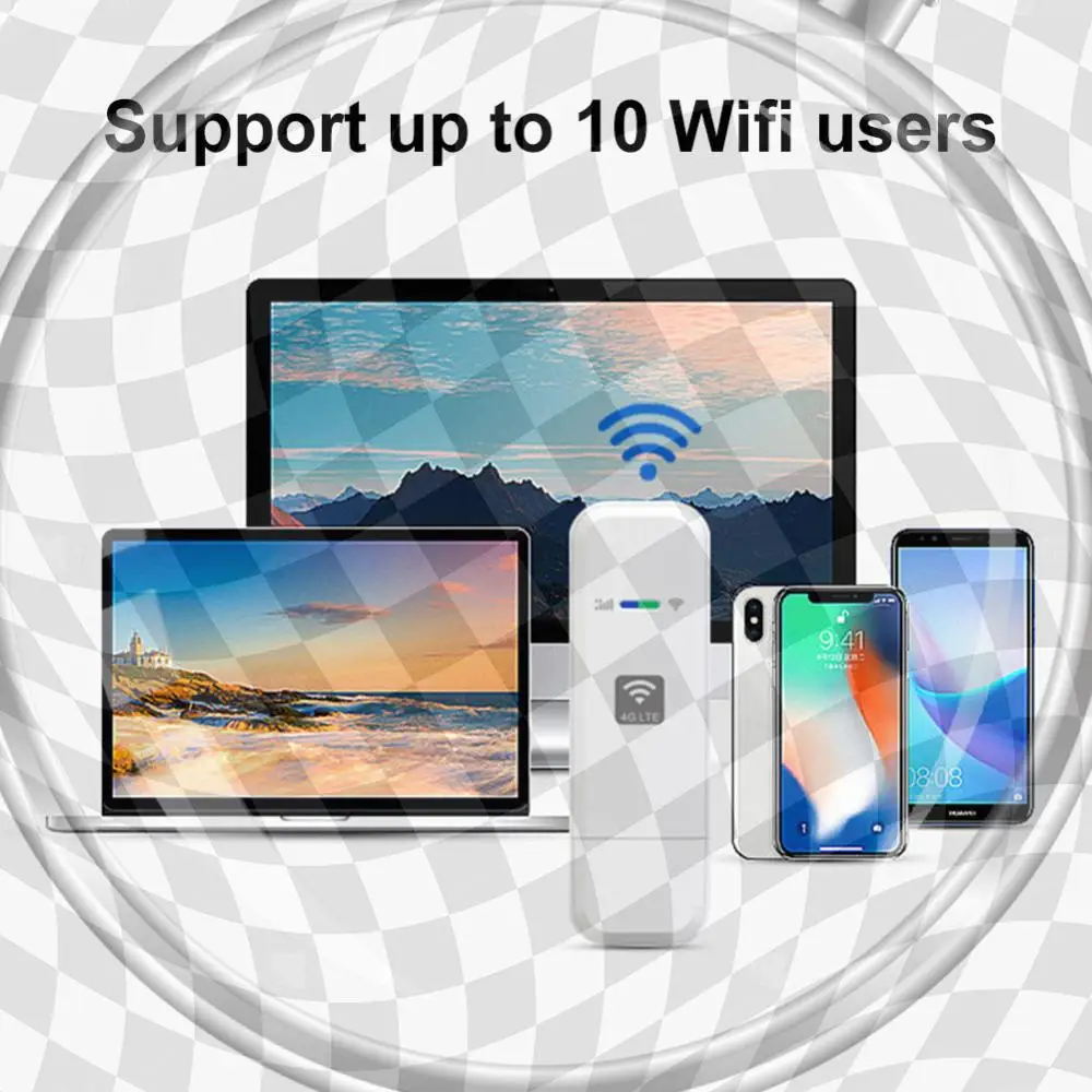 

Portable WiFi LTE USB 4G Modem 150Mbps Wireless Network Adapter with SIM Card Slot Plug and Play for Outdoor Travel