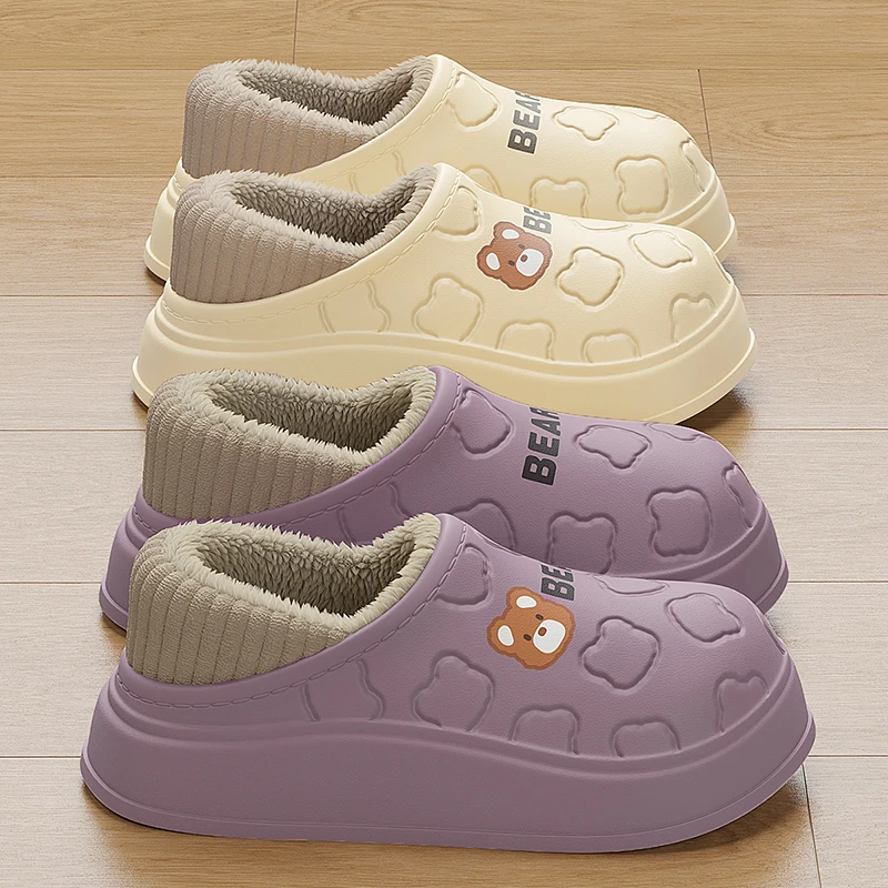 شباشب قطنية مقاومة للماء للنساء والرجال للشتاء والخارج والمنزل الداخلي ونعل سميك دافئ ومضاد للانزلاق أحذية قطنية للزوجين