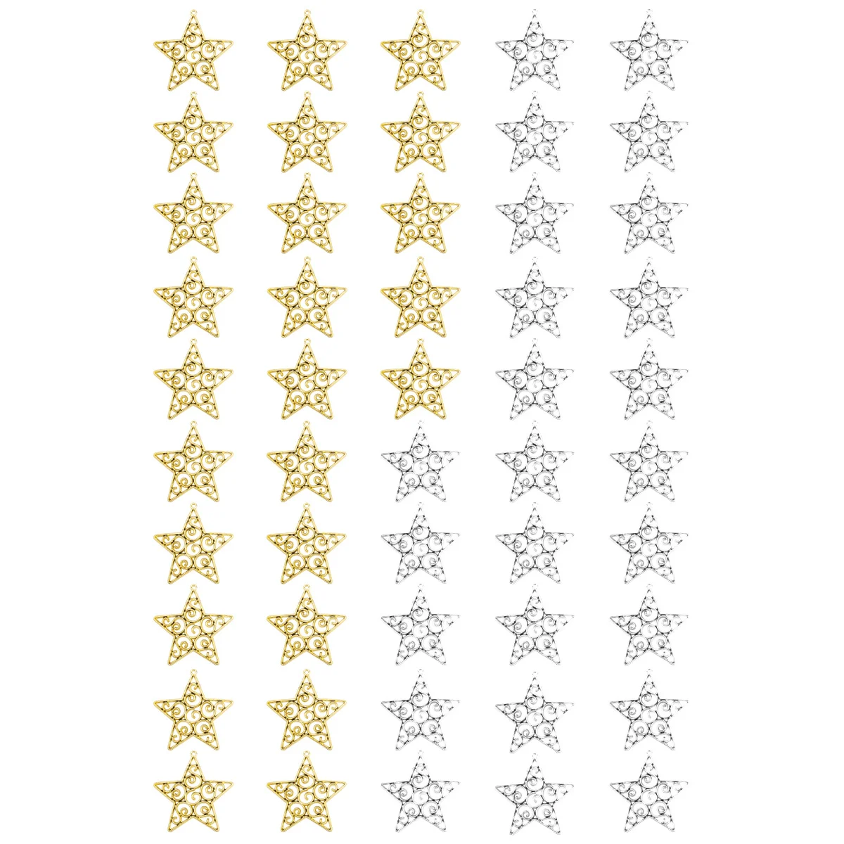 

50Pcs Hollowed Five- Christmas Pendant Hanging Ornaments Golden Silver Xmas Tree Decorations Balcony Wall Hanging