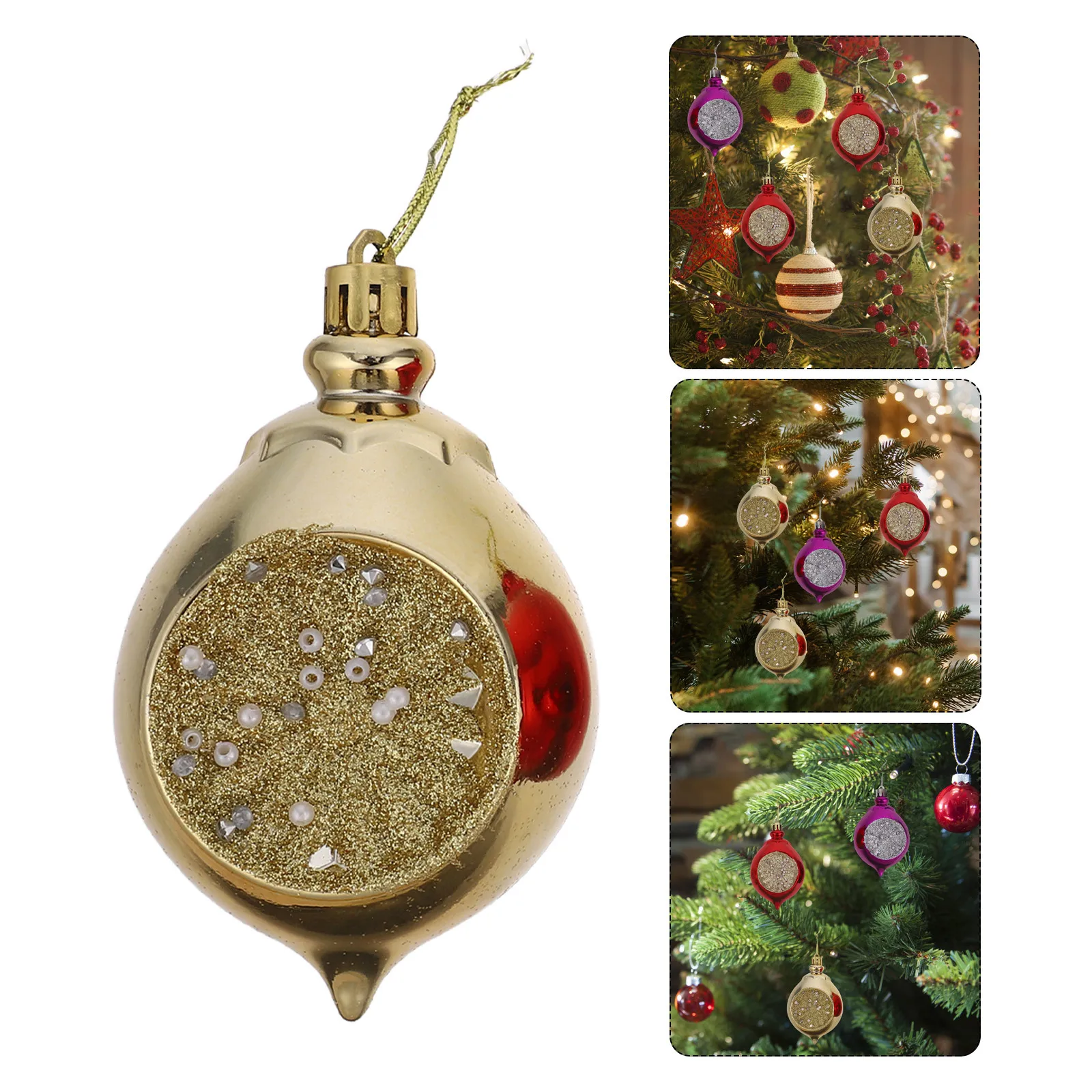 

6pcs Christmas Ball Ornaments Shatterproof Colored Plastic Teardrop Tree Baubles Hanging Decorative Balls For Holiday Party