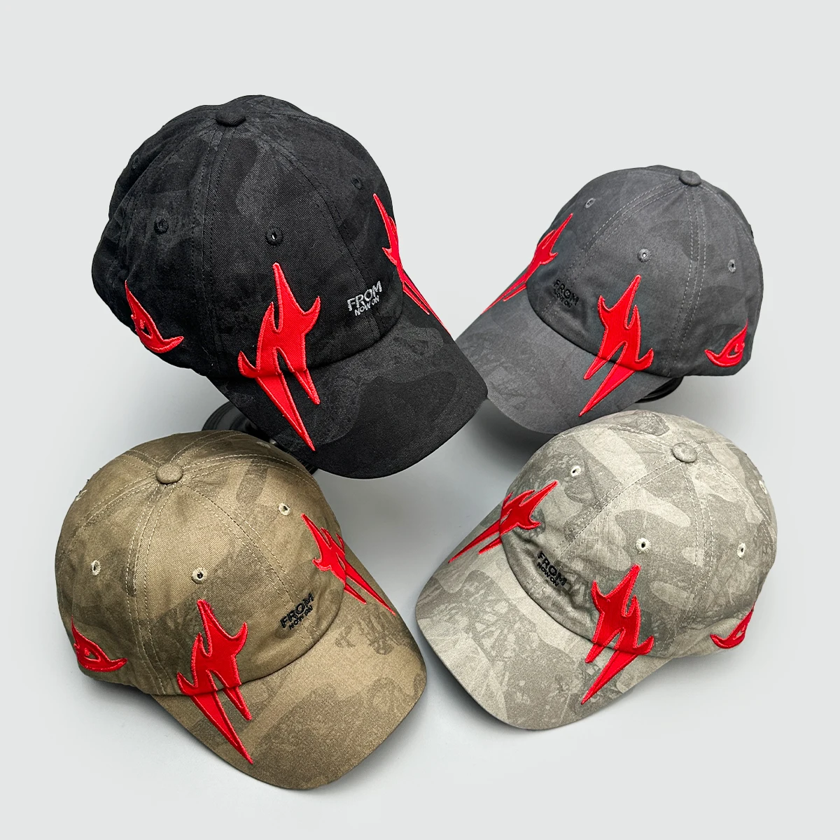 American Street Flame Letters Embroidery Baseball Hats New Men Women Sunshade Retro Versatile Personal Fashion Ins Peaked Caps