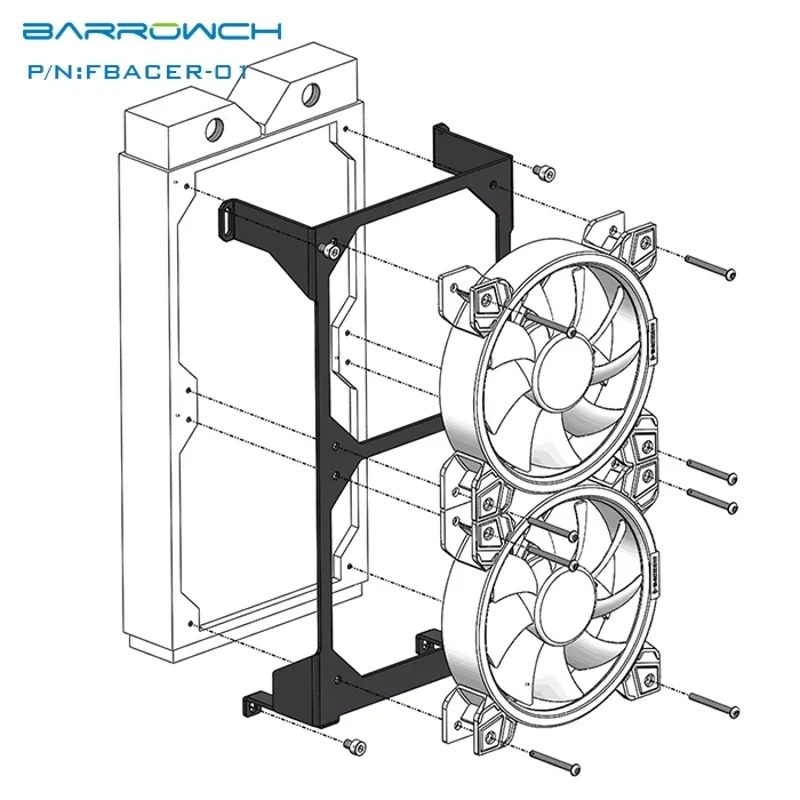 Barrowch FBACER-01 240 Radiator Installation Module For Mobula Modular Panel Case Aluminum Alloy Extremely Hard And Durable