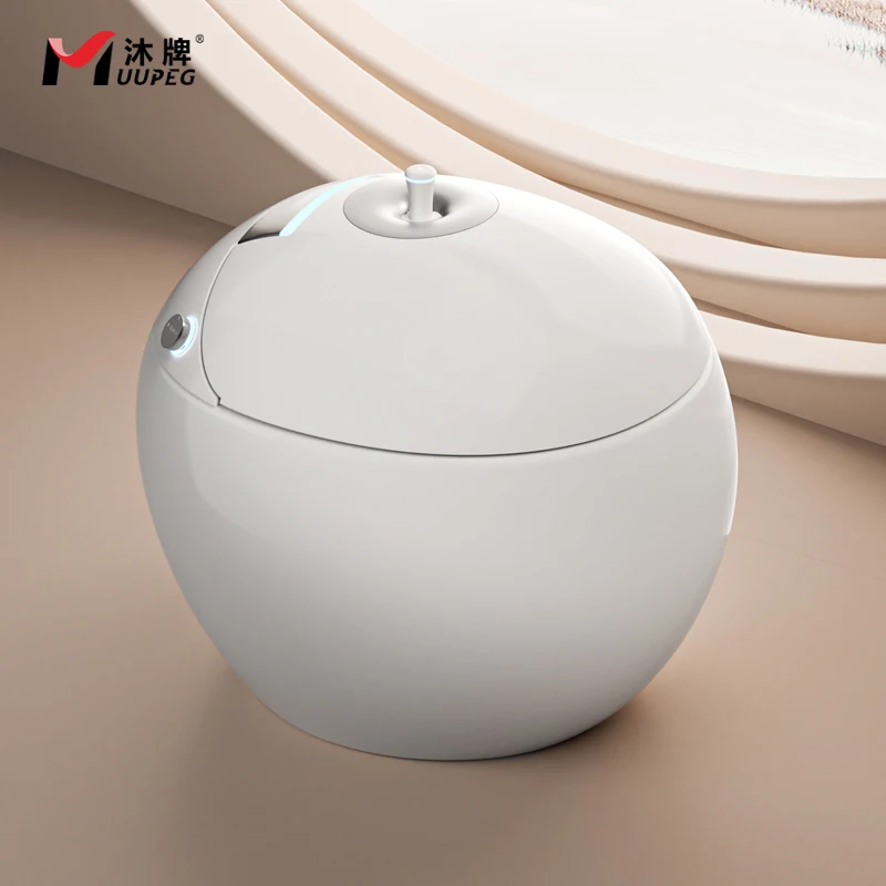 

Modern Egg-Shaped Round Smart Ceramic Toilet Automatic Foot Sensor Sanitary Ware Tank Remote Control Seat Heating Floor Mounted