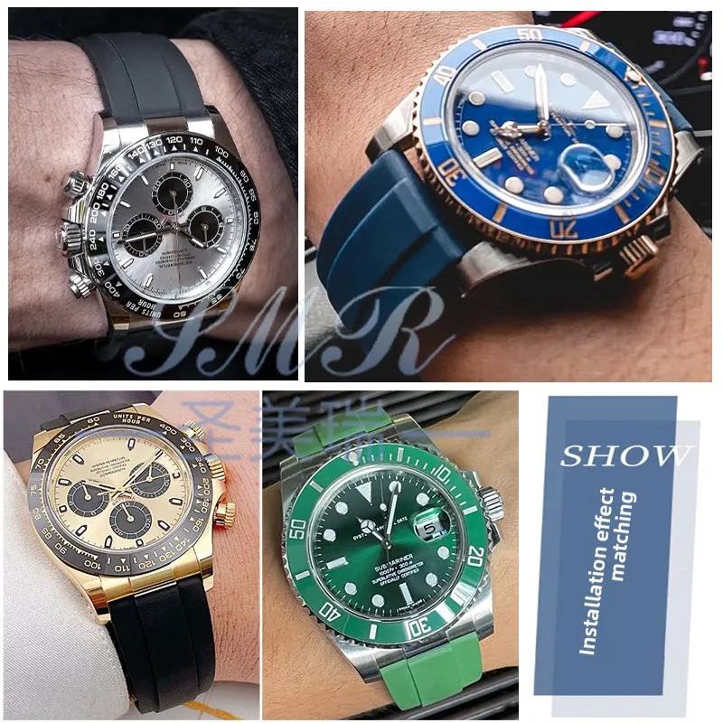 20mm 21mm 22mm For Rolex Daytona Gmt Oyster Tudor Black bay Omega Watchband Rubber Fold Buckle Watch Strap Silicone men Bracelet - view 2