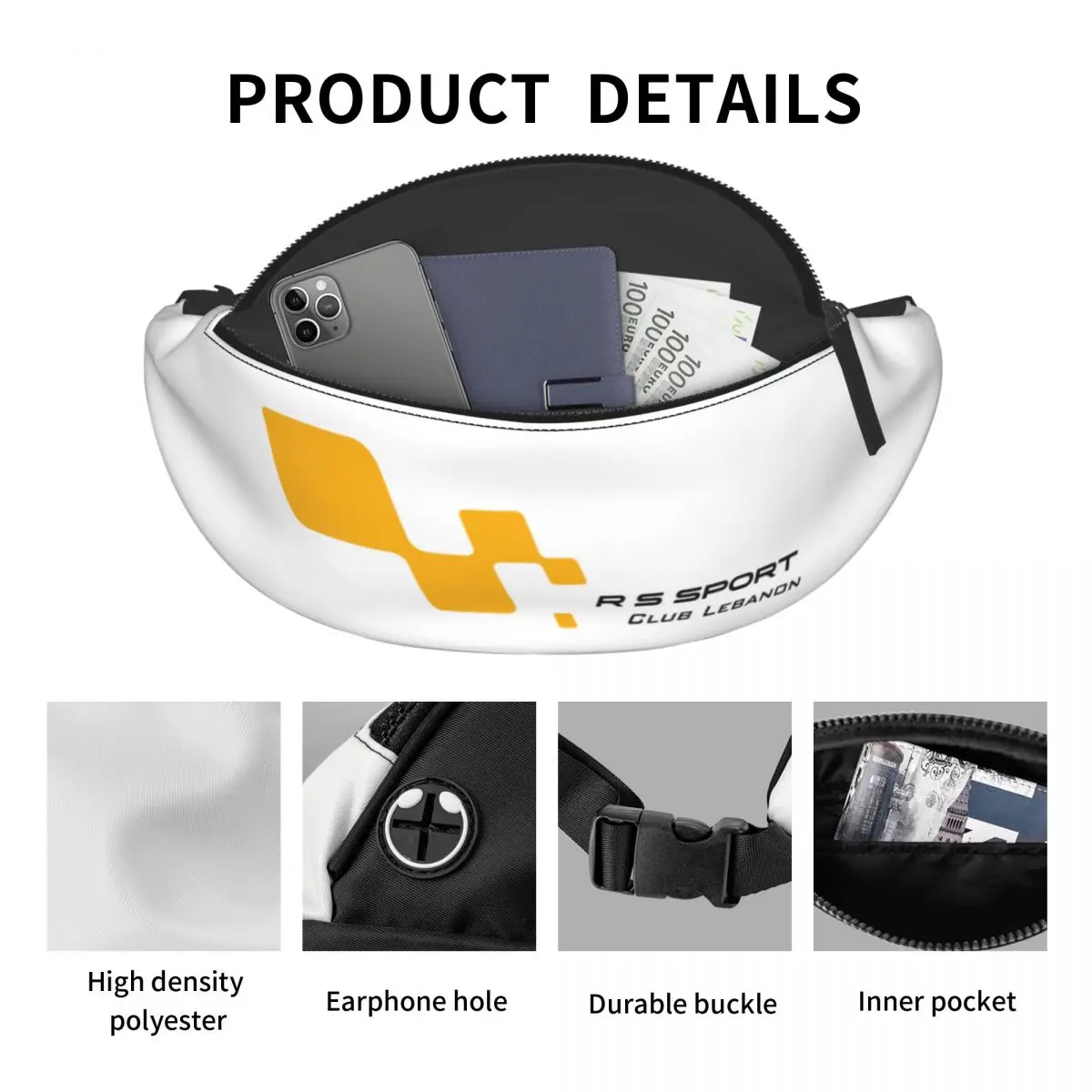 Rs Motorsport Race Fanny Pack Mannen Vrouwen Custom Crossbody Heuptas Voor Reizen Wandelen Telefoon Geld Zakje