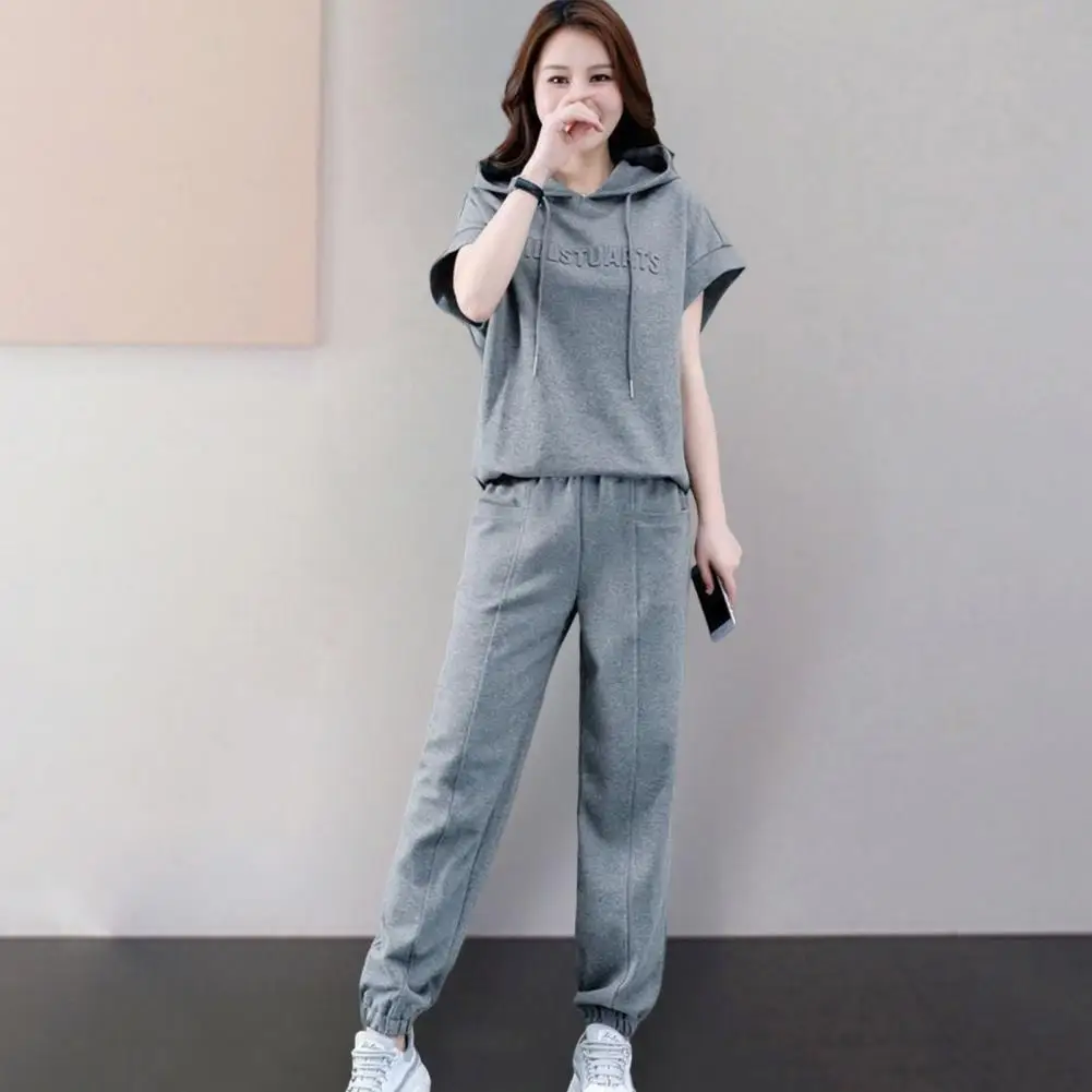 2023 Summer New Irregular Short Sleeve Top+Casual Pants Two Piece Women\'s Tracksuit Suit Korean Elegant Sportswear Matching Set