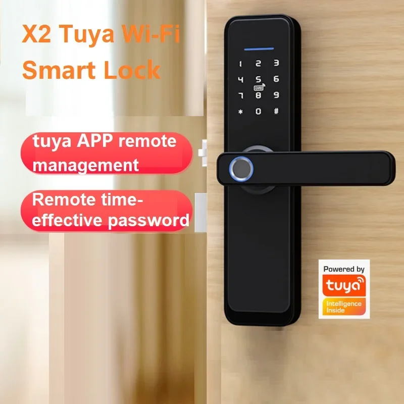 X2 Smart Digital Electronic Lock Fingerprint Password Lock APP Remote Unlock Door Locks Tuya WIFI /TTlock Bluetooth-compatiable