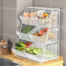 Kitchen Storage Rack Countertop for Storing Vegetables and Fruits Multifunctional Multi-layer Storage Basket