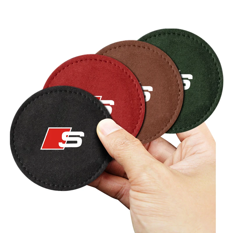 PU Leather Slot Non-slip Coaster Mat Car Cup Holder Pad For Audi Sline RS A1 A3 A4 b5 b6 b7 b8 A5 A6 A7 A8L Q3 Car Accessories