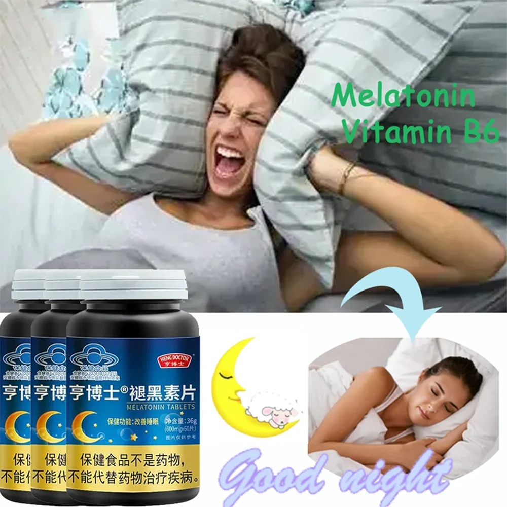 

Melatonin Vitamin B6 Supplements Relieve Insomnia Help Deep Sleep Good Night