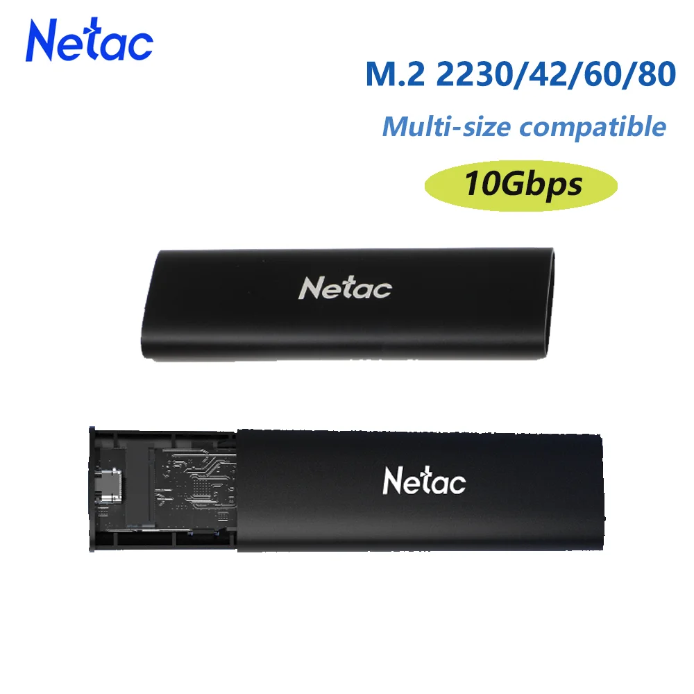 Netac 10Gbps SSD Case NVME SATA SSD Adapter M.2 2280/2242 SSD Enclosure Up to 8TB USB3.2 NVME M-Key/(B+M) Key SSD External Case