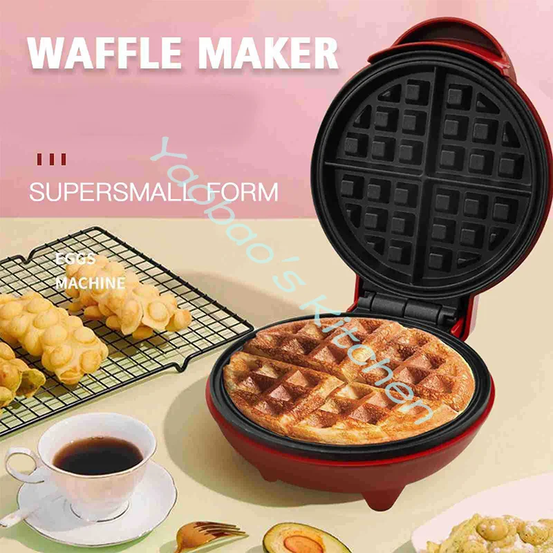 Mini Electric Portable Grill Waffle Maker Pancake Cake Dessert Breakfast Maker Baking Mold Multifunctional Household Appliances