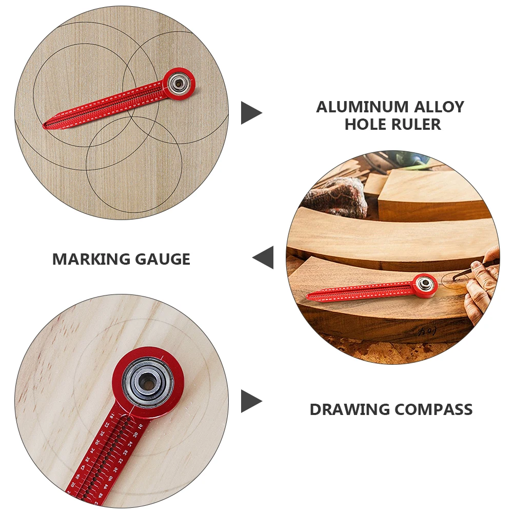

Portable Circle Drawing Compass Aluminum Alloy Hole Ruler Woodworking Student Carpentry Tool Circular Scriber Marking Gauge