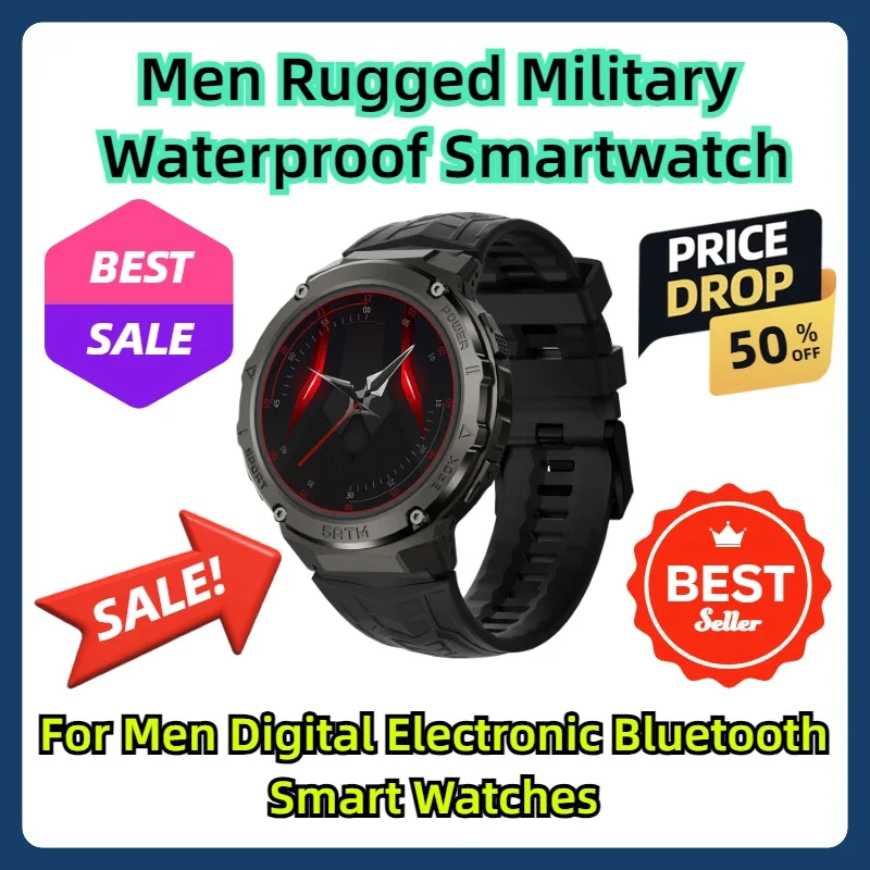 

Women Rugged Military Digital Electronic Bluetooth Waterproof Smartwatch for Men Smart Watches