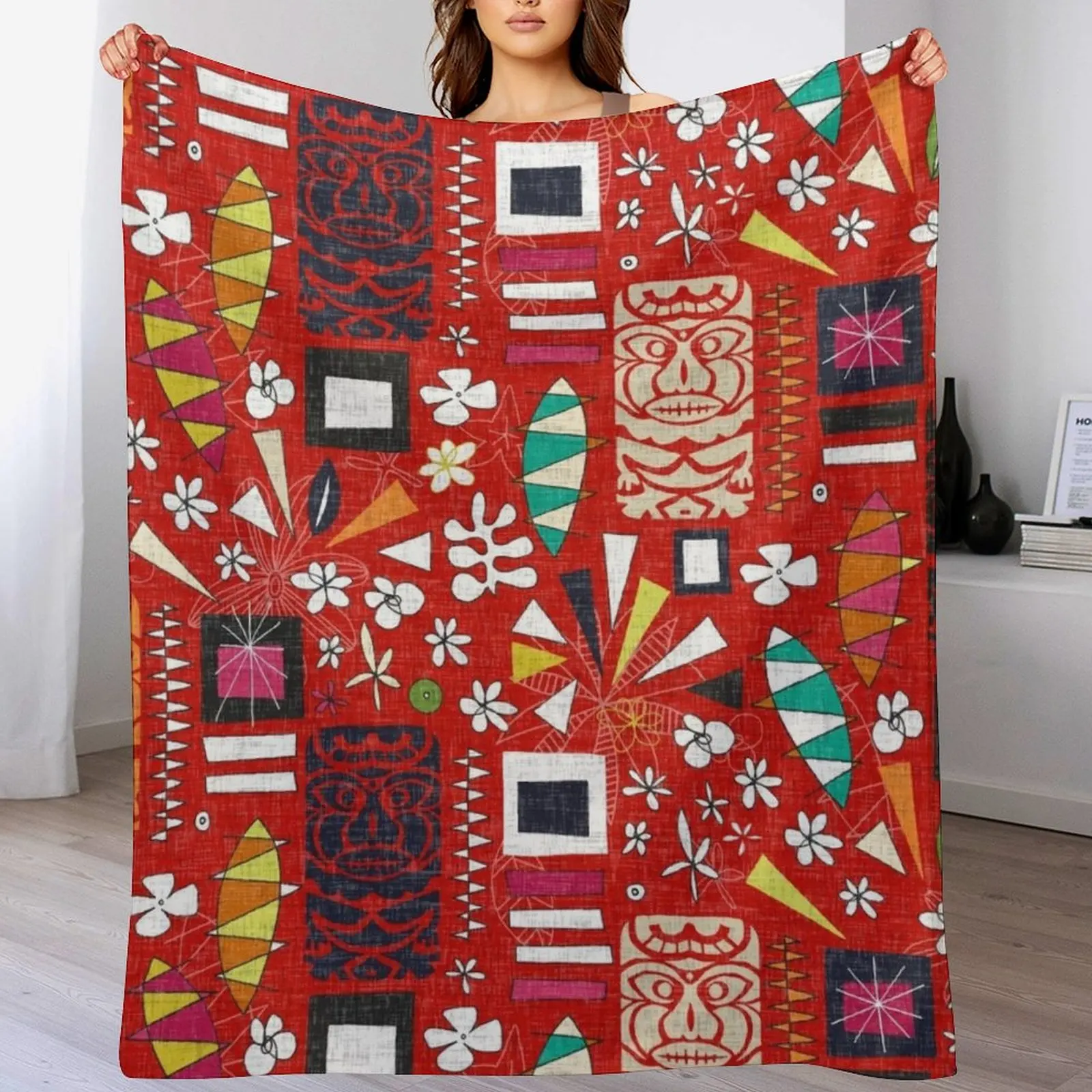 

tiki red Throw Blanket Luxury Tourist Sofa Throw Blankets