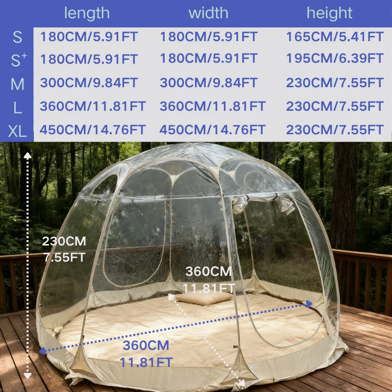 Large Instant Pop-Up Bubble Tent Weatherproof Outdoor Igloo Oversize Camping Pod Patio Screen House Cold Protection