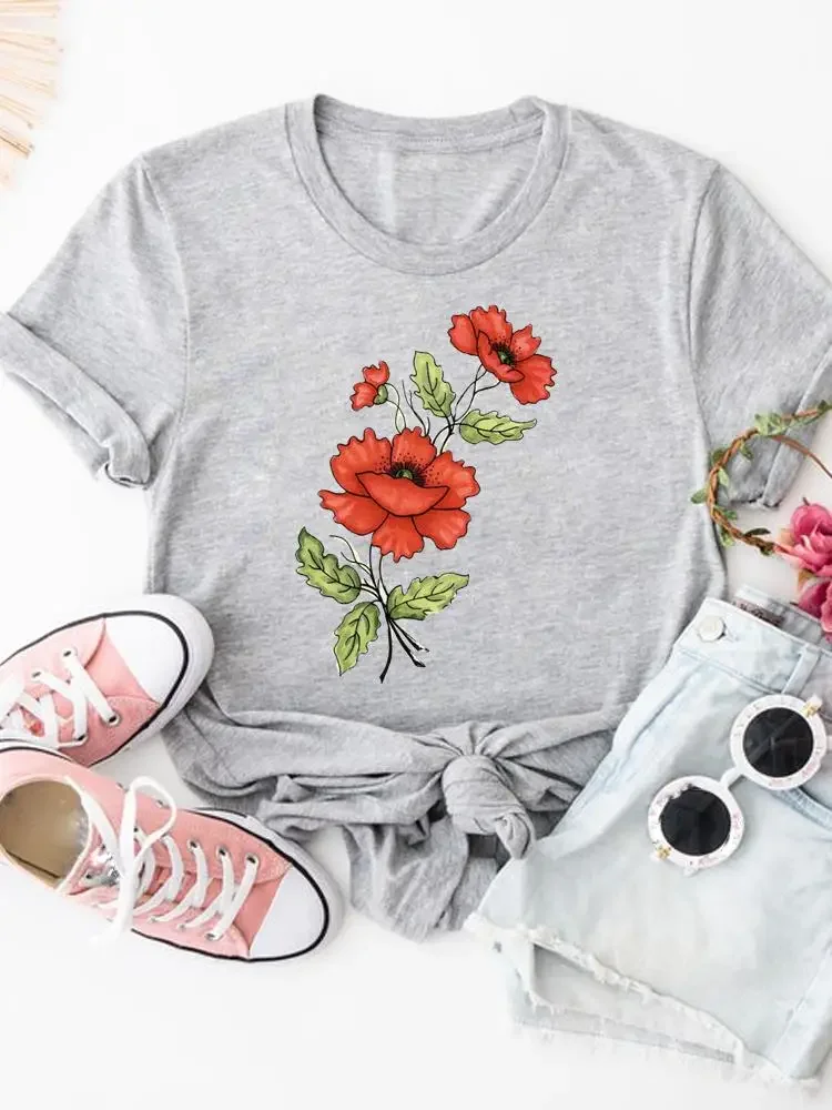 

t-shirt femme Butterfly Flower Lovely Fashion Summer T-shirts Women Cartoon Shirt Clothing Female Print T Top Graphic Tee