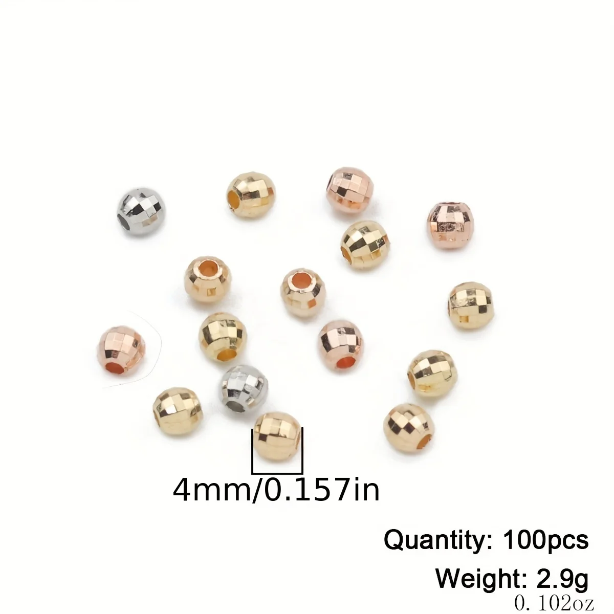 4 mm100 ~ 200Pcs CCB Earth perline sciolte distanziatore oro rosa/argento placcato per braccialetto fai da te collana orecchini gioielli che fanno accessori