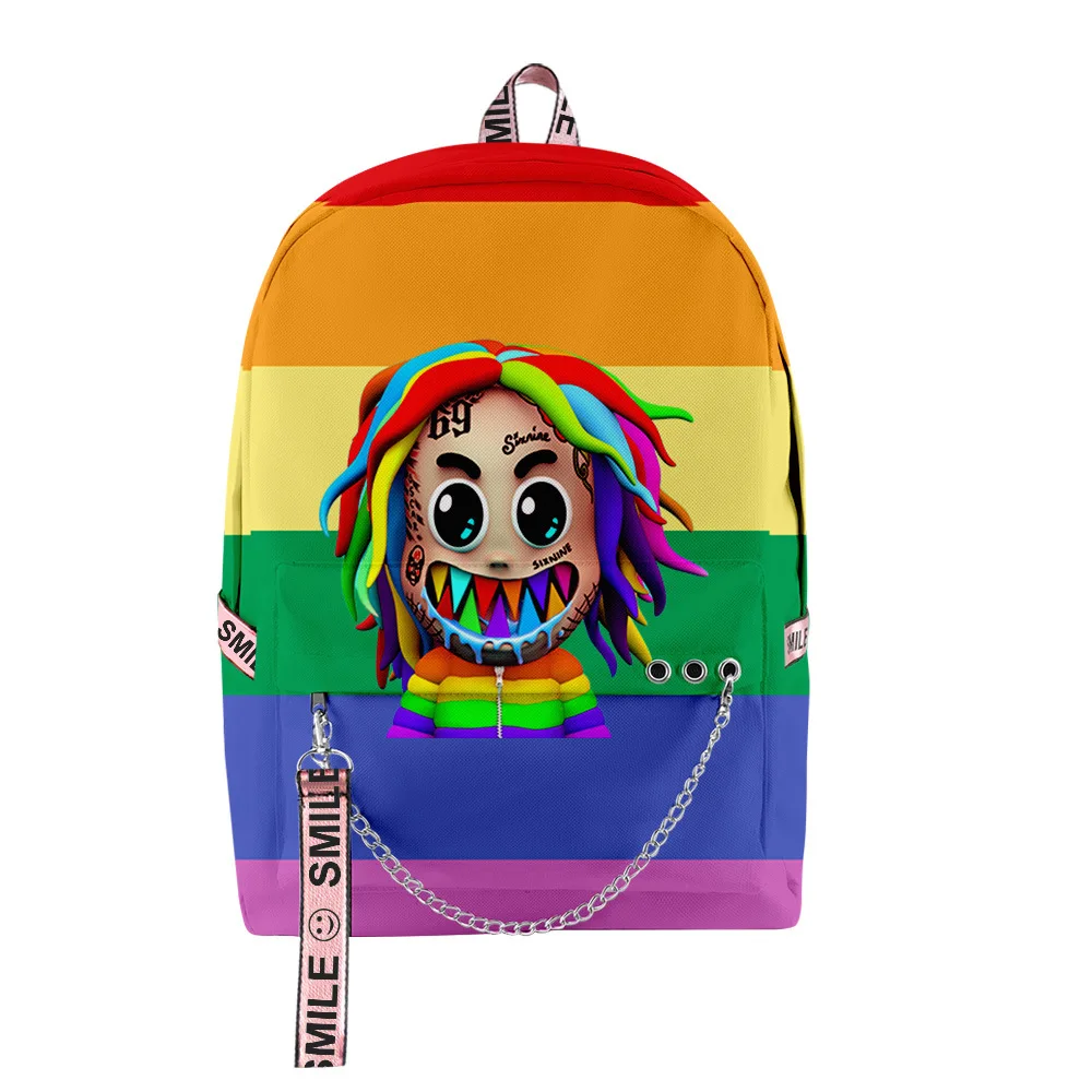 Mochilas escolares juveniles populares de Hip Hop, bolsas de viaje divertidas Unisex 6ix9ine, mochilas de hombro impermeables Oxford con estampado 3D para Notebook